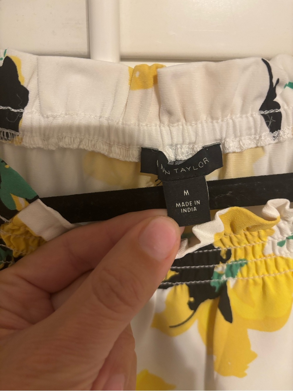 Ann Taylor White Floral Off-Shoulder Blouse with Yellow Flowers - Picture 2 of 5